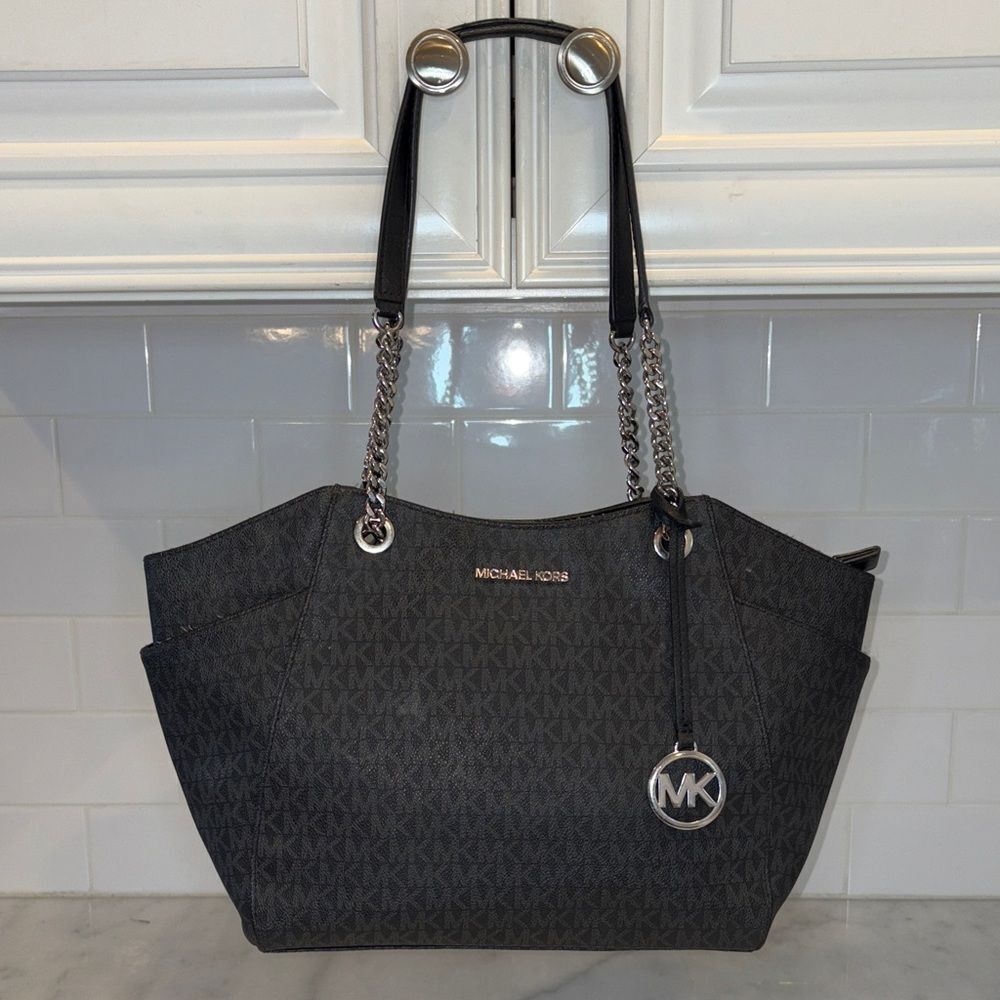 Michael Kors Bag Purse Handbag Signature Gray Shoulder Bag Tote